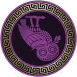 Metacognitive Standard — amethyst owl on deep violet-black, amethyst outer ring